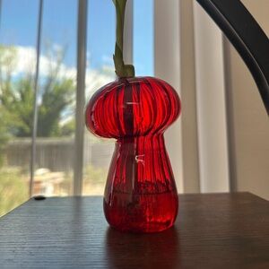 Red Glass mushroom Vase